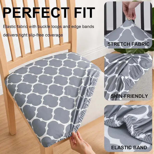 Alt view image 4 of 7 - Stretch Chair Seat Covers Set of 4 for Dining Living Room Kitchen Office Computer Chairs Washable Universal Slipcovers Protectors Forros Fundas para Sillas De Comedor Decor Gifts