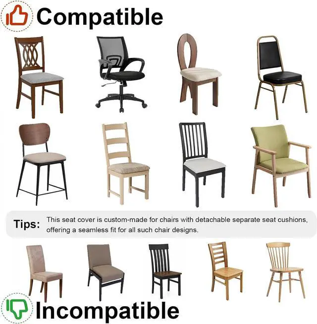 Alt view image 7 of 7 - Stretch Chair Seat Covers Set of 4 for Dining Living Room Kitchen Office Computer Chairs Washable Universal Slipcovers Protectors Forros Fundas para Sillas De Comedor Decor Gifts