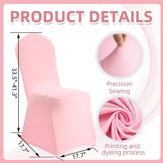 Alt view image 2 of 7 - Yahpetes Chair Cover Pink Polyester Spandex Banquet Chair Covers Slipcover Flat Front Stretch Spandex Chair Covers for Wedding Banquet Dining Party Decorations (1 Pcs Pink)