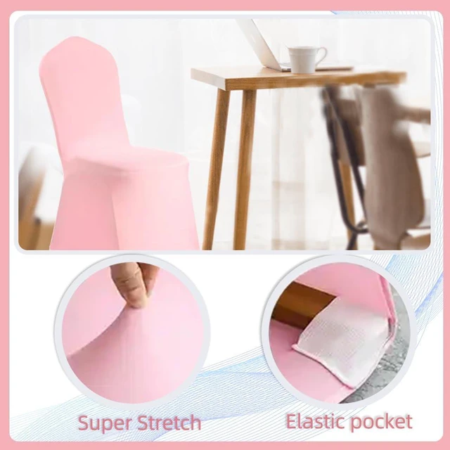 Alt view image 3 of 7 - Yahpetes Chair Cover Pink Polyester Spandex Banquet Chair Covers Slipcover Flat Front Stretch Spandex Chair Covers for Wedding Banquet Dining Party Decorations (1 Pcs Pink)
