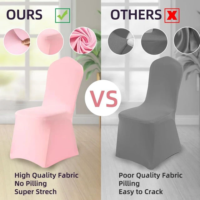 Alt view image 4 of 7 - Yahpetes Chair Cover Pink Polyester Spandex Banquet Chair Covers Slipcover Flat Front Stretch Spandex Chair Covers for Wedding Banquet Dining Party Decorations (1 Pcs Pink)