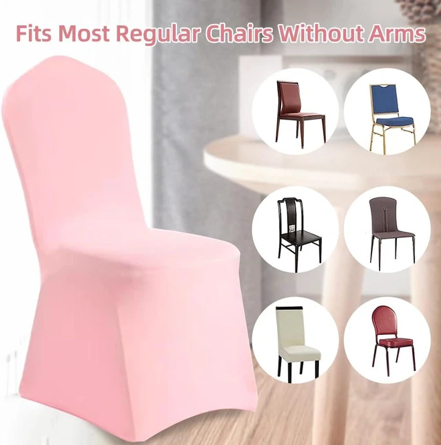 Alt view image 5 of 7 - Yahpetes Chair Cover Pink Polyester Spandex Banquet Chair Covers Slipcover Flat Front Stretch Spandex Chair Covers for Wedding Banquet Dining Party Decorations (1 Pcs Pink)