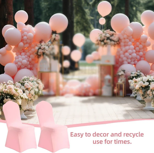Alt view image 7 of 7 - Yahpetes Chair Cover Pink Polyester Spandex Banquet Chair Covers Slipcover Flat Front Stretch Spandex Chair Covers for Wedding Banquet Dining Party Decorations (1 Pcs Pink)