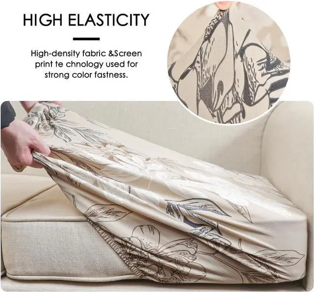 Alt view image 4 of 6 - FORCHEER Printed Couch Cushion Cover Stretch Floral Sofa Seat Cushion Slipcover 19-26 Inch Non-Slip Washable (1PC,Style 4)