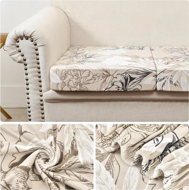 Alt view image 5 of 6 - FORCHEER Printed Couch Cushion Cover Stretch Floral Sofa Seat Cushion Slipcover 19-26 Inch Non-Slip Washable (1PC,Style 4)