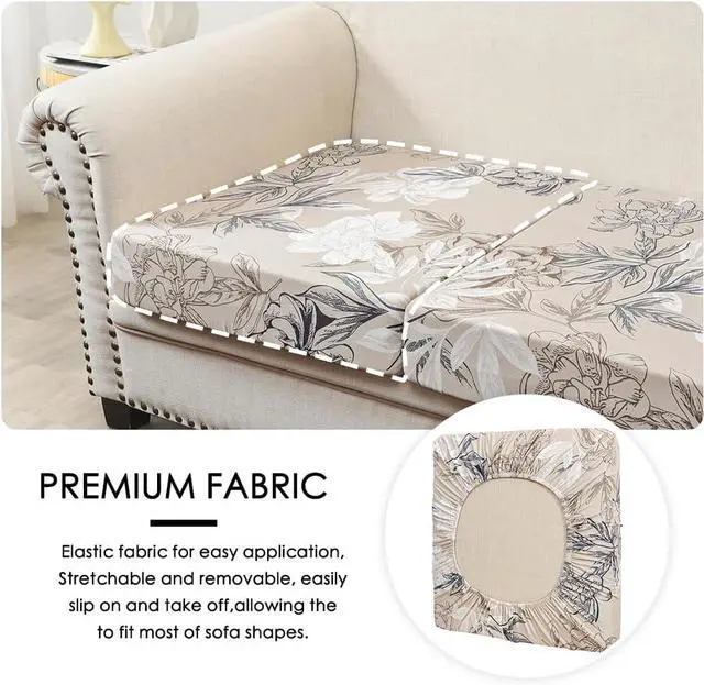 Alt view image 6 of 6 - FORCHEER Printed Couch Cushion Cover Stretch Floral Sofa Seat Cushion Slipcover 19-26 Inch Non-Slip Washable (1PC,Style 4)