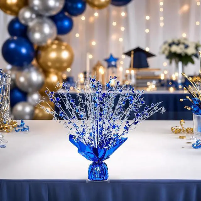 Alt view image 2 of 5 - 2 Pack Blue Silver Star Spray Centerpiece, Wedding Party