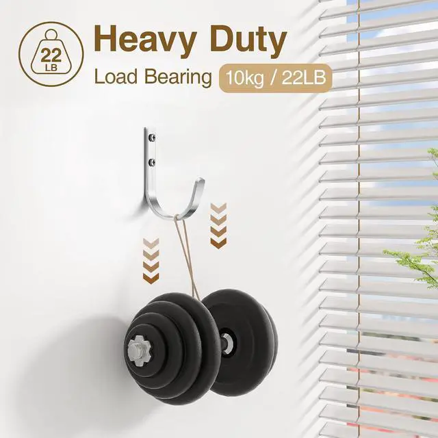 Alt view image 4 of 7 - 22LB Wall Hooks for Hanging Towel/Coat, Brushed Nickel 5 Pack