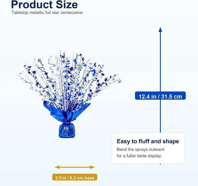 Alt view image 3 of 5 - 2 Pack Blue Silver Star Spray Centerpiece, Wedding Party
