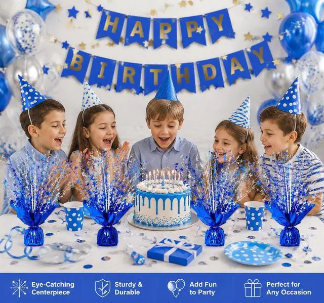 Alt view image 5 of 5 - 2 Pack Blue Silver Star Spray Centerpiece, Wedding Party