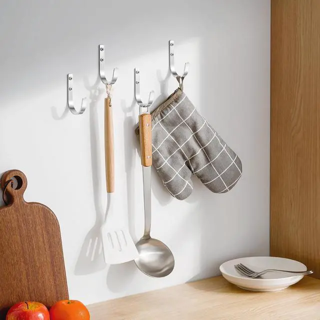 Alt view image 6 of 7 - 22LB Wall Hooks for Hanging Towel/Coat, Brushed Nickel 5 Pack