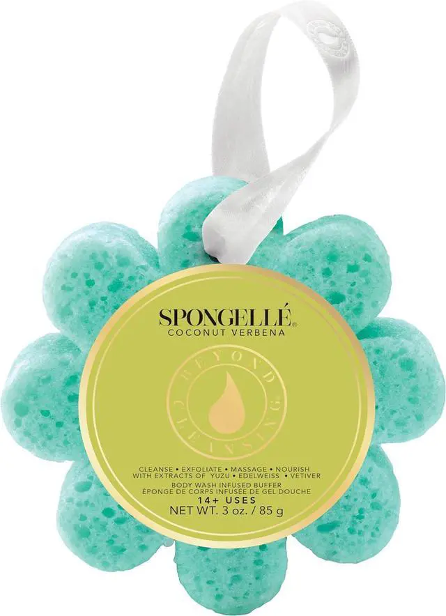 Main image of Spongellé Coconut Verbena Wild Flower Bath Sponge | Built-in Body Wash & Body Scrubber, Shower Loofah Sponge for Women | 14+ uses