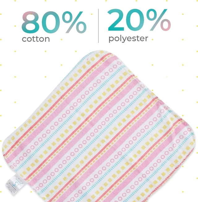Alt view image 3 of 7 - Spasilk Washcloths for Newborn Boys and Girls, Soft Terry Baby Washcloths, Baby Essentials, Ideal, Pink Lines, Pack of 10
