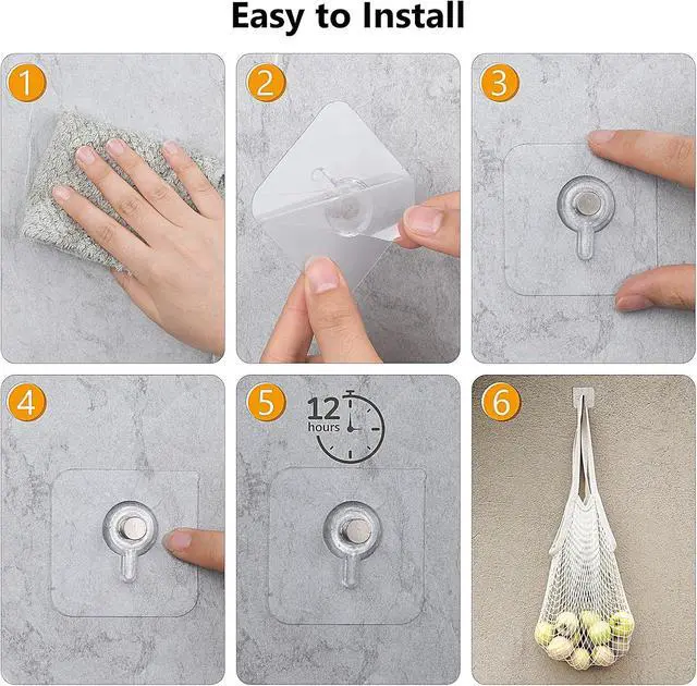 Alt view image 2 of 7 - 12 Pieces Adhesive Wall Mount Screw Hooks Non-Trace No Drilling Stickers Screw Hanging Nails for Bathroom Kitchen Shower Room (Nail Size 8mm)