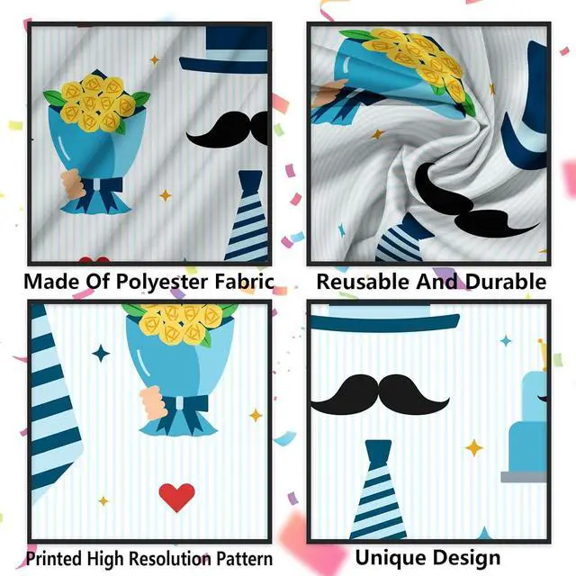 Alt view image 2 of 7 - Fathers day Table Skirt Flower Suit Cake Printed Table Cover Decorations for Happy Father Day Party Dad Birthday Party Supplies Best Dad Ever Table Cloth Decor