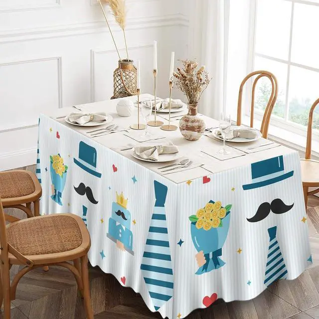 Alt view image 7 of 7 - Fathers day Table Skirt Flower Suit Cake Printed Table Cover Decorations for Happy Father Day Party Dad Birthday Party Supplies Best Dad Ever Table Cloth Decor