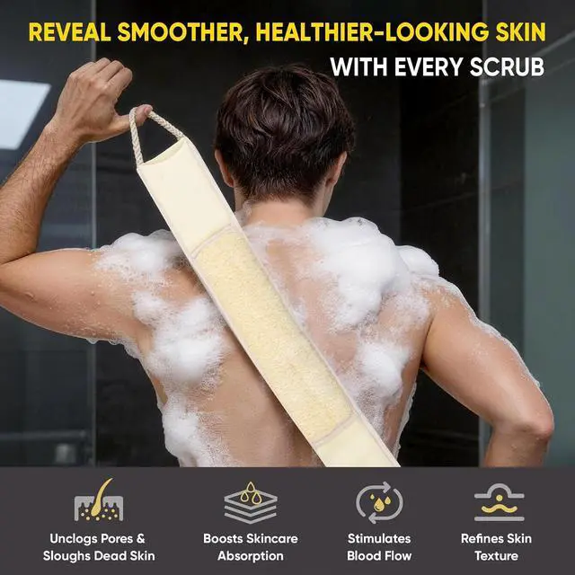 Alt view image 3 of 7 - 2 Pack Egyptian Loofah Back Scrubber for Shower, Natural Luffa Sponge with Handles, Exfoliating Shower Back Scrubber for Women and Men, Long Body Scrubber for Bathing