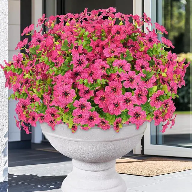 Main image of Elyum Artificial Flowers for Outdoors, 9 Bundles Artificial Plants & Flowers Outdoor, UV Resistant Faux Flowers Outdoor Fake Flowers for Outside Porch Window Box Decoration(Rose Red)