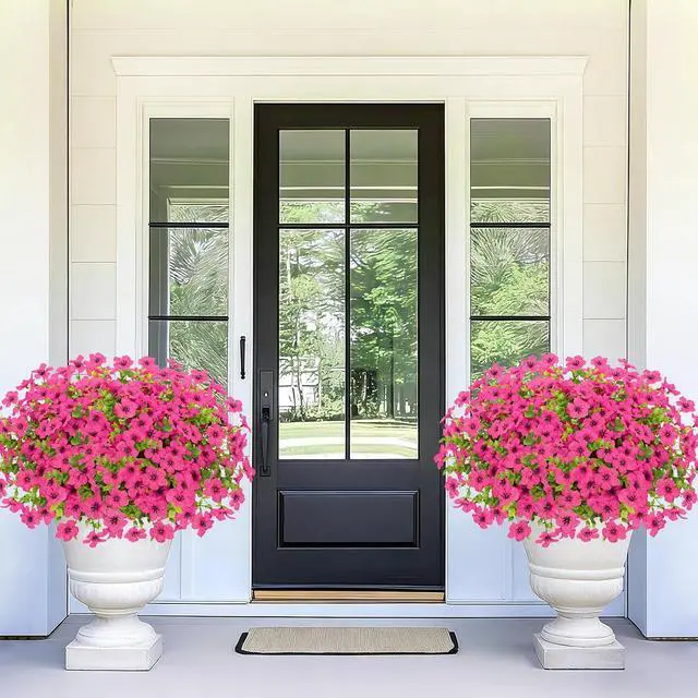 Alt view image 3 of 7 - Elyum Artificial Flowers for Outdoors, 9 Bundles Artificial Plants & Flowers Outdoor, UV Resistant Faux Flowers Outdoor Fake Flowers for Outside Porch Window Box Decoration(Rose Red)