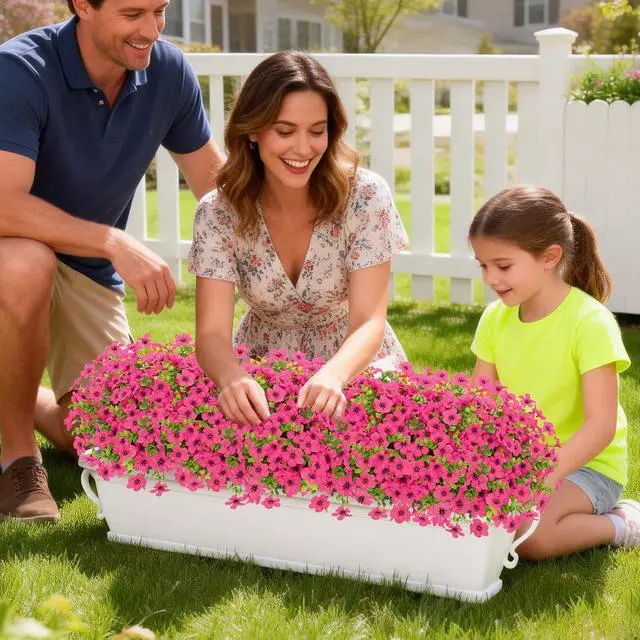 Alt view image 7 of 7 - Elyum Artificial Flowers for Outdoors, 9 Bundles Artificial Plants & Flowers Outdoor, UV Resistant Faux Flowers Outdoor Fake Flowers for Outside Porch Window Box Decoration(Rose Red)