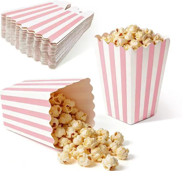 Main image of 32 Pack Pink Popcorn Boxes, 4.6" x 2.7" Mini Popcorn Buckets