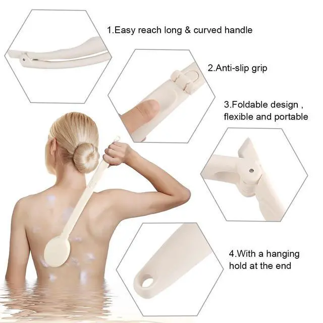 Alt view image 3 of 6 - LFJ 19" Long Handle Shower Sponge Brush Set