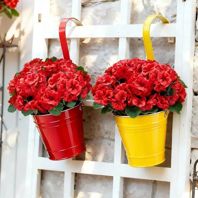 Alt view image 5 of 7 - Artificial Geranium Flowers for Outdoors: 6 PCS Realistic UV Resistant Faux Red Geranium Silk Flowers for Outdoor Planters Fade Proof Garden Fake Flowers Decor for Outside Porch - Red