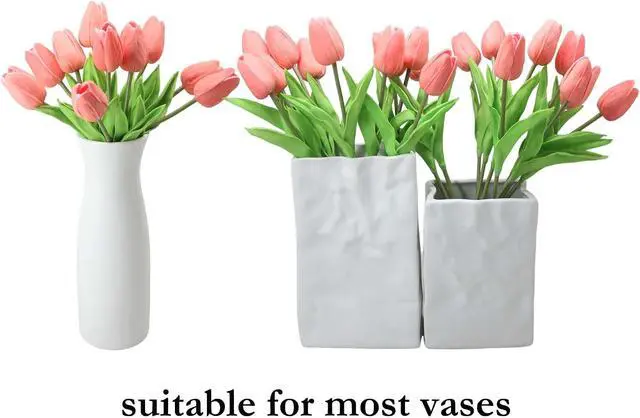 Alt view image 5 of 7 - 10 Heads Artificial Tulips, Coral