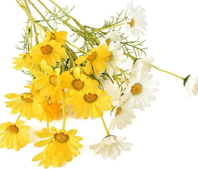 Main image of Artificial Daisy Flowers 6 Bundles 21 Faux Silk Daisy Flowers with Stems for Home Garden Vase Decor