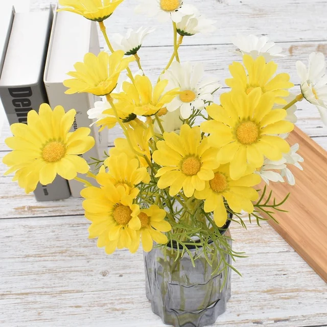 Alt view image 3 of 6 - Artificial Daisy Flowers 6 Bundles 21 Faux Silk Daisy Flowers with Stems for Home Garden Vase Decor