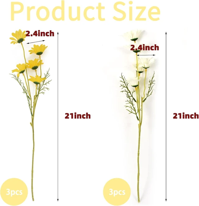 Alt view image 5 of 6 - Artificial Daisy Flowers 6 Bundles 21 Faux Silk Daisy Flowers with Stems for Home Garden Vase Decor
