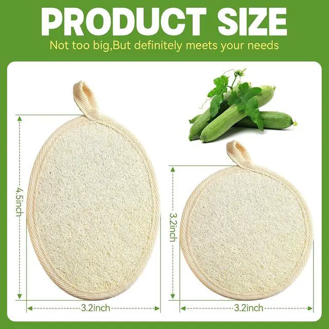 Alt view image 2 of 7 - 4Pcs Natural Loofah Sponge Exfoliating Body Scrubber (4.5Inch), Loofah Exfoliating Facial Scrubber(3.2Inch), Made of Natural Luffa and Terry Cloth, Bath Shower Loofah Sponge for Body and Face