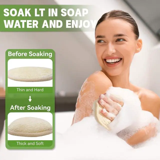 Alt view image 5 of 7 - 4Pcs Natural Loofah Sponge Exfoliating Body Scrubber (4.5Inch), Loofah Exfoliating Facial Scrubber(3.2Inch), Made of Natural Luffa and Terry Cloth, Bath Shower Loofah Sponge for Body and Face