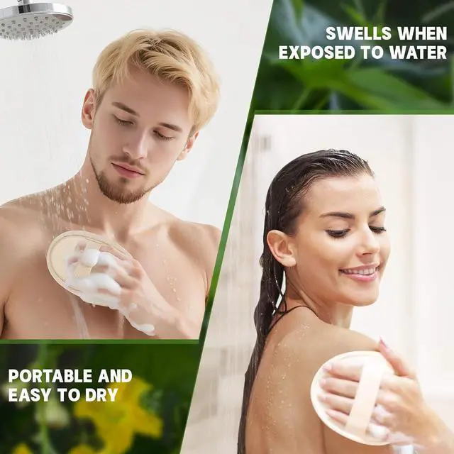 Alt view image 7 of 7 - 4Pcs Natural Loofah Sponge Exfoliating Body Scrubber (4.5Inch), Loofah Exfoliating Facial Scrubber(3.2Inch), Made of Natural Luffa and Terry Cloth, Bath Shower Loofah Sponge for Body and Face