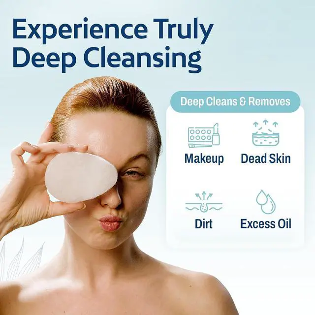 Alt view image 3 of 7 - HartFelt 8ct Tear Drop Face Scrubber for Women | Reusable Facial Sponges for Daily Cleansing | Facial Exfoliating Pads for Removing Dead Skin, Dirt & Makeup | Made in USA | Regular - White