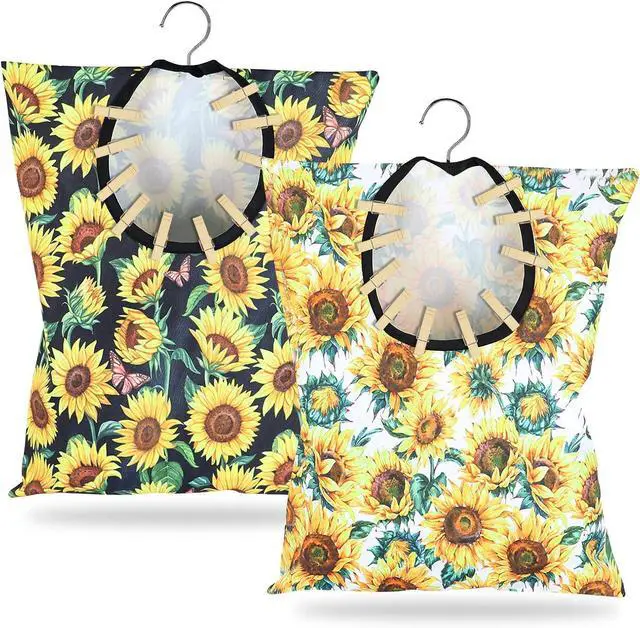 Main image of 2 Pcs Sunflower Clothes Pin Bag Clothespin Bag Holder Clothespin Holder 15 X 11 Inch Clothes Pin Hanging Bag Clothespin Bag for Clothesline Outdoor Outside Wardrobe and Laundry Room