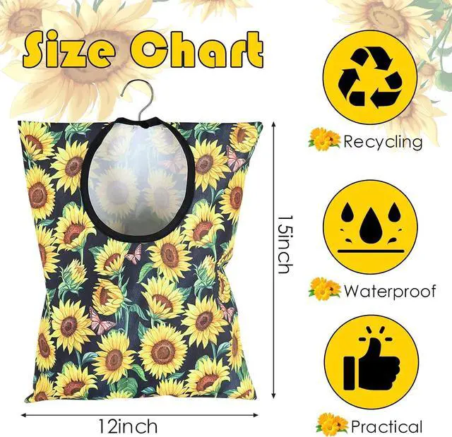 Alt view image 2 of 7 - 2 Pcs Sunflower Clothes Pin Bag Clothespin Bag Holder Clothespin Holder 15 X 11 Inch Clothes Pin Hanging Bag Clothespin Bag for Clothesline Outdoor Outside Wardrobe and Laundry Room
