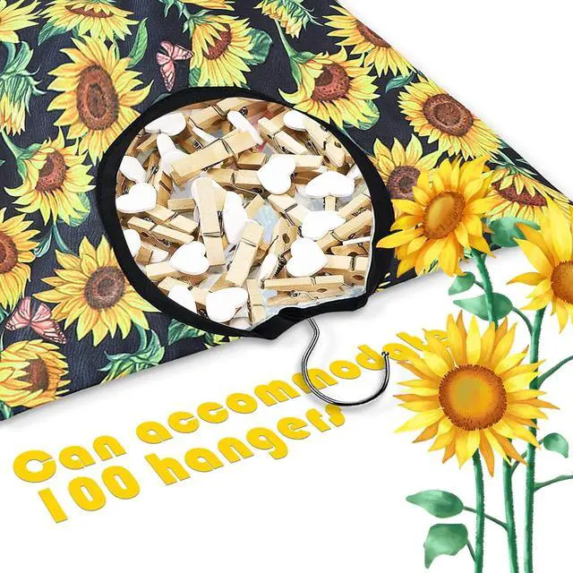 Alt view image 3 of 7 - 2 Pcs Sunflower Clothes Pin Bag Clothespin Bag Holder Clothespin Holder 15 X 11 Inch Clothes Pin Hanging Bag Clothespin Bag for Clothesline Outdoor Outside Wardrobe and Laundry Room