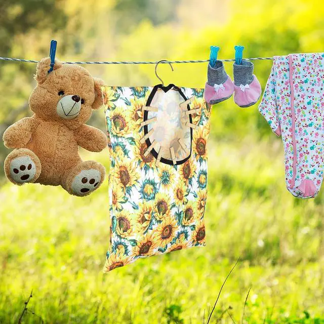 Alt view image 5 of 7 - 2 Pcs Sunflower Clothes Pin Bag Clothespin Bag Holder Clothespin Holder 15 X 11 Inch Clothes Pin Hanging Bag Clothespin Bag for Clothesline Outdoor Outside Wardrobe and Laundry Room