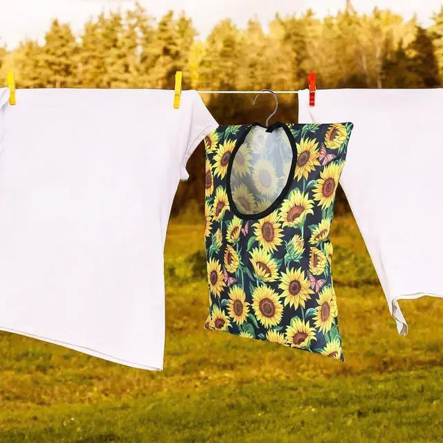 Alt view image 6 of 7 - 2 Pcs Sunflower Clothes Pin Bag Clothespin Bag Holder Clothespin Holder 15 X 11 Inch Clothes Pin Hanging Bag Clothespin Bag for Clothesline Outdoor Outside Wardrobe and Laundry Room