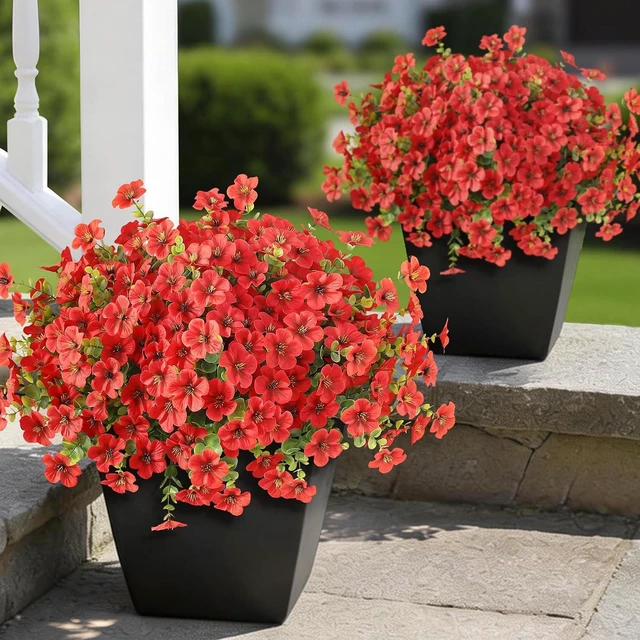 Alt view image 2 of 7 - 12Bundles 14"Artificial Flowers with Eucalyptus for Front Door(Red)