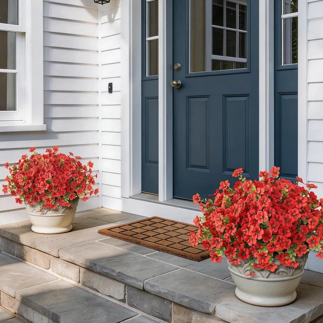 Alt view image 3 of 7 - 12Bundles 14"Artificial Flowers with Eucalyptus for Front Door(Red)