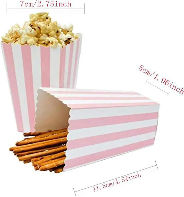 Alt view image 2 of 7 - BinaryABC Pink Striped Popcorn Boxes (24 Pcs) - Carnival Party Decorations