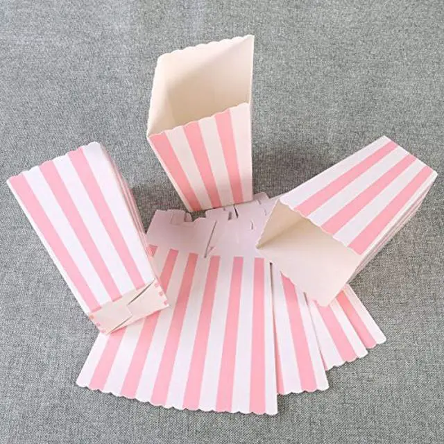 Alt view image 3 of 7 - BinaryABC Pink Striped Popcorn Boxes (24 Pcs) - Carnival Party Decorations