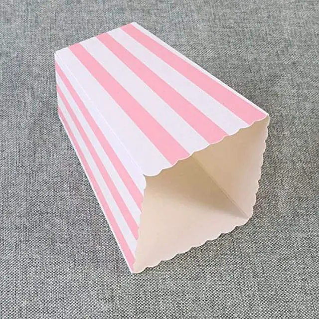 Alt view image 4 of 7 - BinaryABC Pink Striped Popcorn Boxes (24 Pcs) - Carnival Party Decorations