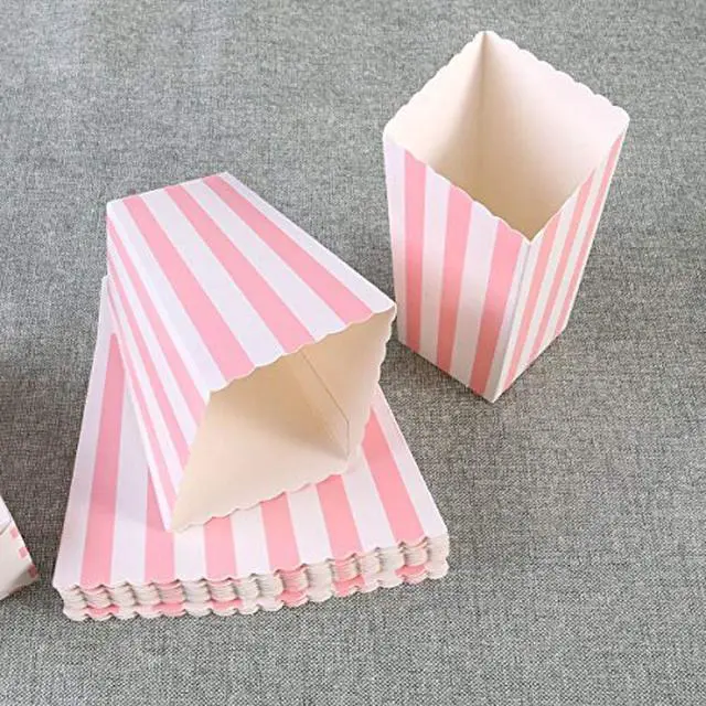 Alt view image 6 of 7 - BinaryABC Pink Striped Popcorn Boxes (24 Pcs) - Carnival Party Decorations