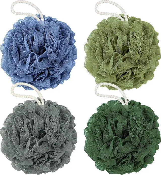 Main image of Rnoafmu Shower Loofah Bath Sponge 4 Pack, 60G Exfoliating Body Scrubber
