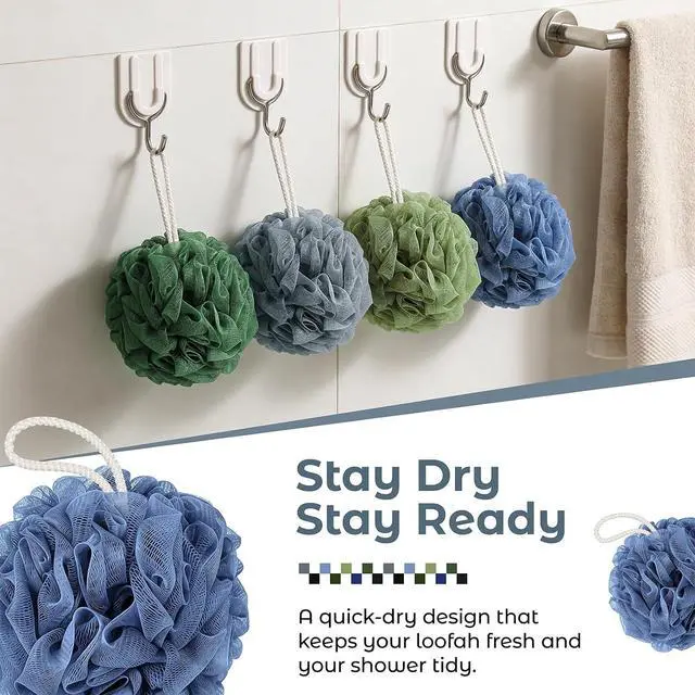 Alt view image 5 of 7 - Rnoafmu Shower Loofah Bath Sponge 4 Pack, 60G Exfoliating Body Scrubber