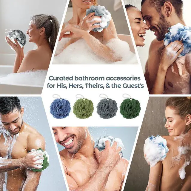 Alt view image 7 of 7 - Rnoafmu Shower Loofah Bath Sponge 4 Pack, 60G Exfoliating Body Scrubber