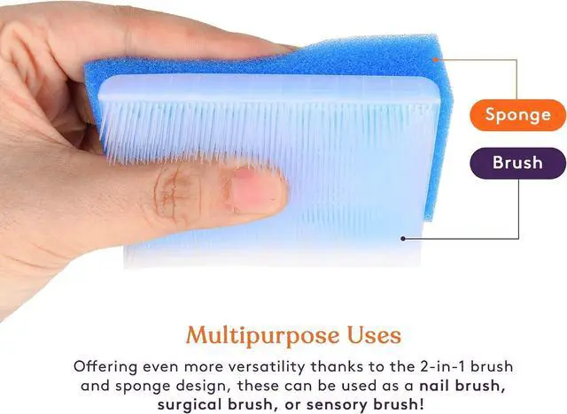 Alt view image 4 of 7 - Special Supplies (6 Pack) Baby Bath Sponges Soft Foam Sensory Scrubber with Cradle Cap Bristle Brush - Body, Hair, and Scalp Cleaning - Gentle on Infant, Toddler Sensitive Skin - Great Sensory Feel